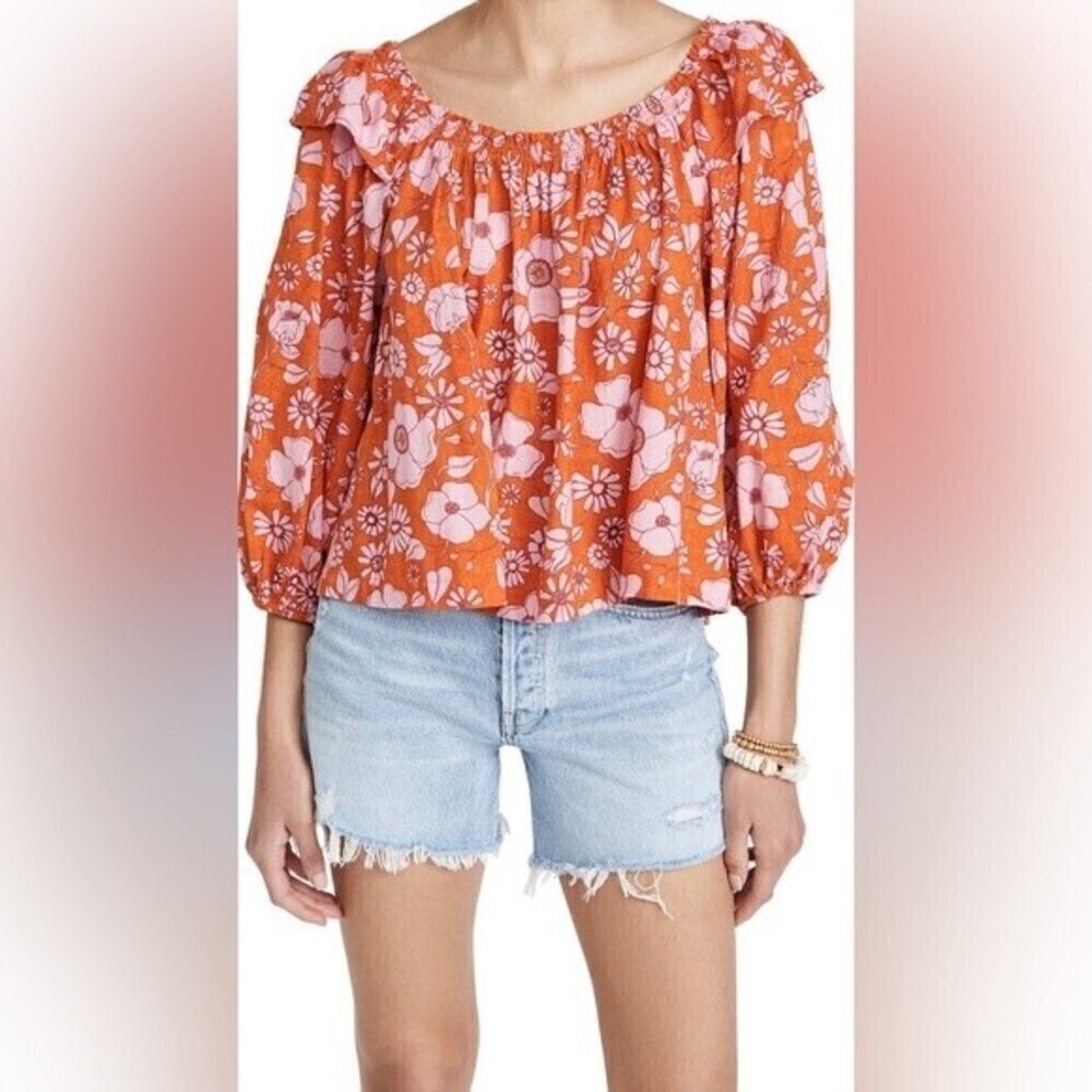 NWT! free people miss daisy heat wave ruffle sleeve blouse